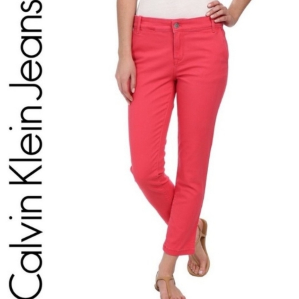 Calvin Klein salmon skinny crop jeans nwot